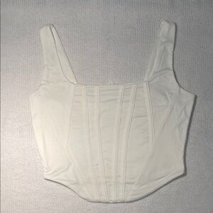 Women White Corset Style Top cotton and spandex med
